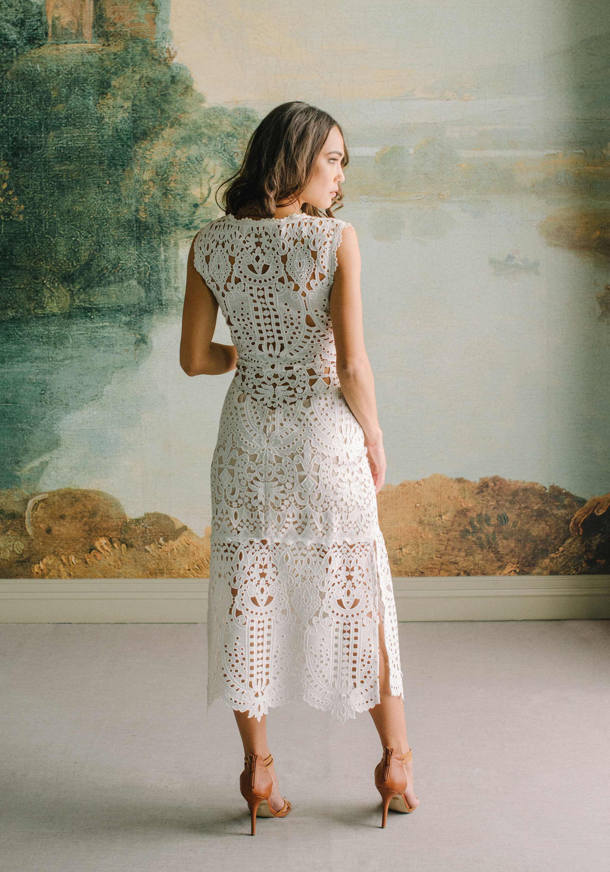 midi dress with lace